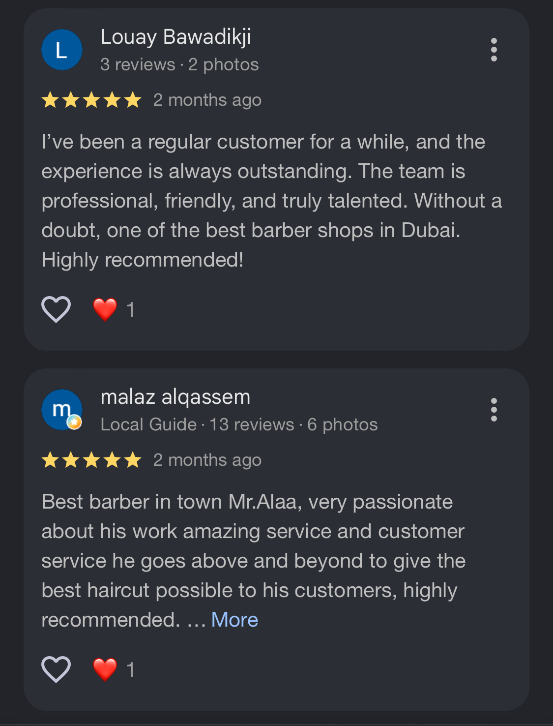 Google review screenshot from Haircut Gents Salon