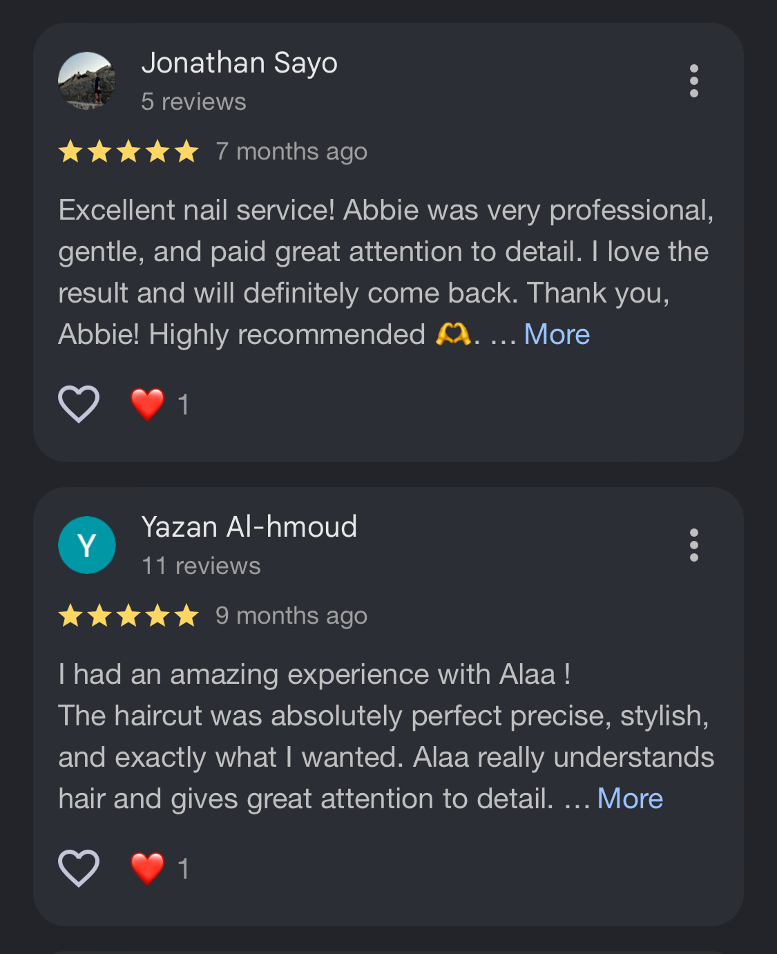Google review screenshot from Haircut Gents Salon